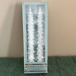 Tinsel & Fir Holiday Christmas Tree Candles LED Tapers White Iridescent NEW!
